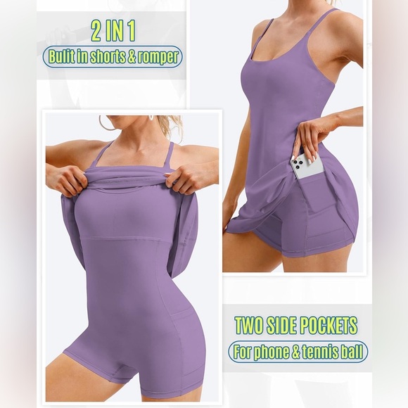 Lavender Athletic Dress Size M Built-In Shorts Tennis Golf Activewear - Picture 2 of 10